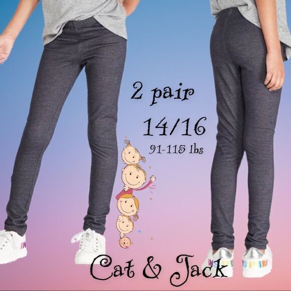 Cat & Jack Leggings Lot of 2. 14/16 Navy Blue Girls skinny - Picture 1 of 6